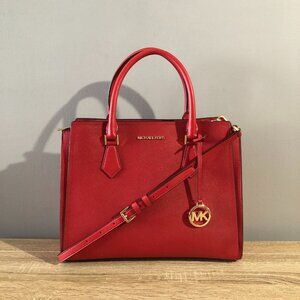 Michael Kors Hope LG Center Zip Flame Satchel Crossbody Shoulder Bag MSRP $468